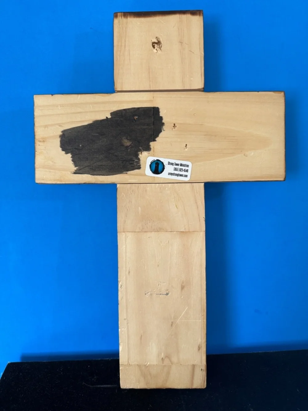 Rustic Wooden Cross Wall Decor with Teal Heart” Home is where my heart is”